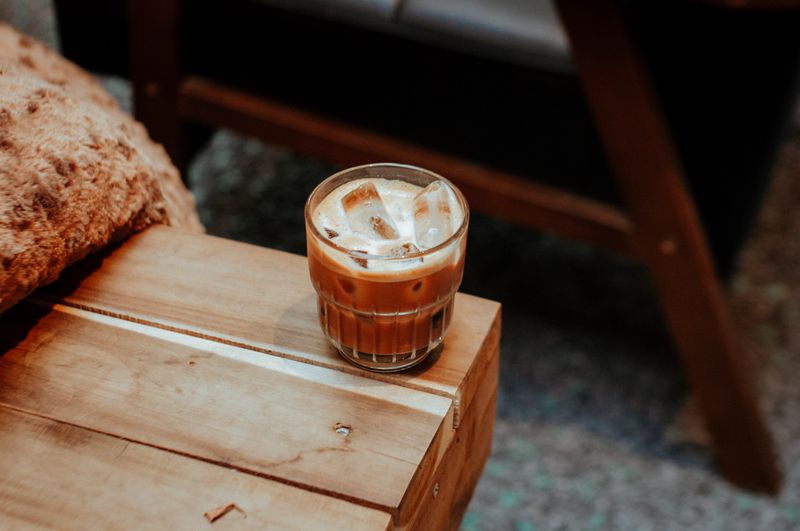 Cold brew iced coffee with oat milk